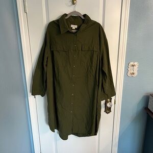 Ava Viv olive green shirt dress